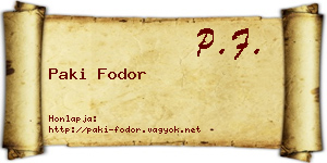 Paki Fodor névjegykártya